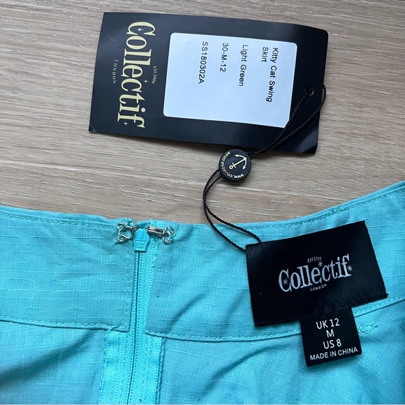 Collectif Kitty Cat 50s Swing Skirt w/ Pockets & Belt Medium 8 Retro - Picture 10 of 16